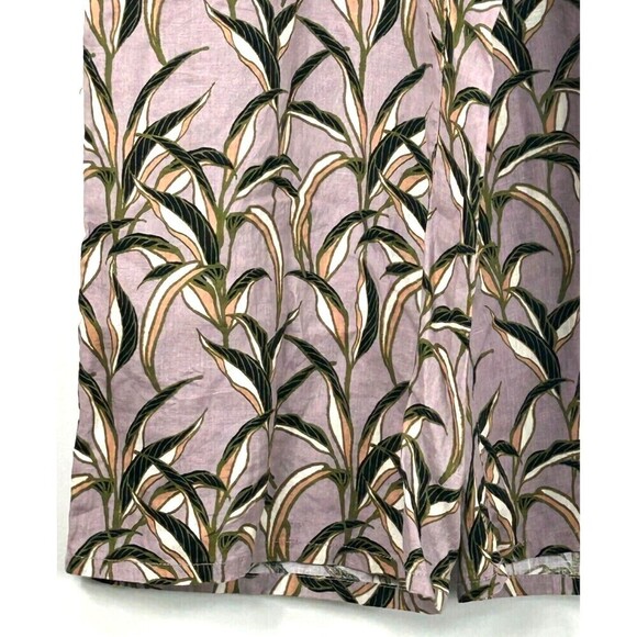 Tahari Womens Sz L Linen Purple Wide Leg Cropped Pants Pull On Elastic Waist E2 - Picture 9 of 12